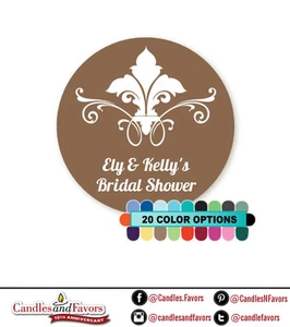 Fleur De Lis - Round Personalized Bridal Shower / Wedding Sticker Labels - Picture 1 of 6