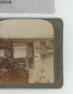 Eisenbahn Zugbrücke unmarkiert Underwood Stereoview - Bild 1 von 2