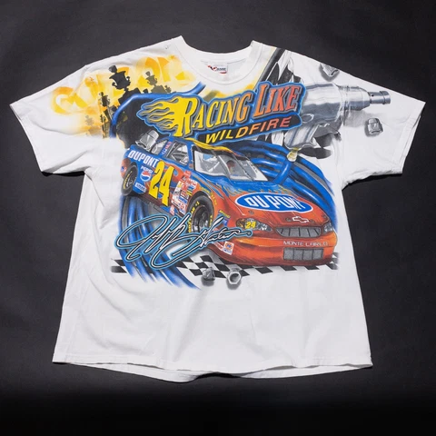 Vintage Jeff Gordon NASCAR T-Shirt Men XL Racing Like Wildfire Y2K 2002 All Over Cover
