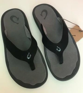 Chanclas para hombre Olukai Ohana Ho'okahi color negro/carbón talla 9 nuevas con etiquetas - Imagen 1 de 4