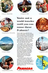 Vintage print ad 1958 Panagra Airlines World Traveler Name these 8 Places plane - Picture 1 of 2