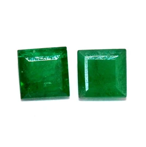 4.50 mm Certified Natural Emerald Square Cut Pair 0.91 Cts Deep Green Gemstones - Picture 1 of 2