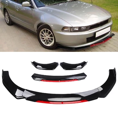 Front Bumper Lip Splitter Lower Spoiler For Mitsubishi Galant Glossy Black Red - Image 1 of 4
