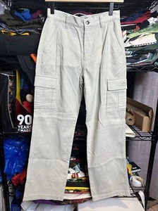 Vintage NWT Boys Quicksilver Cream Corduroy Cargo Pants Size 28x27 - Picture 1 of 8