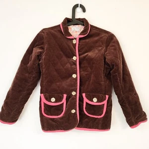 Vtg Lilly Pulitzer Girls Sz 7 Brown Corduroy Quited Coat Floral Lining Cotton - Picture 1 of 15