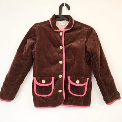 Abrigo De Colección Lilly Pulitzer Niñas Talla 7 Marrón Pana Quited Forro Floral Algodón Foto 1 de 4