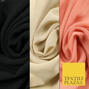 Premium Quality Black Beige Rose Plain Chiffon Dress Sheer Fabric 58" 3 COLOURS - Picture 1 of 10