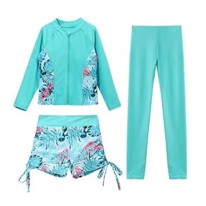 Kids Wetsuit Fashion Swimwear Water Beachwear Hawaiian Pants Zipper Set Suit - Picture 1 of 64