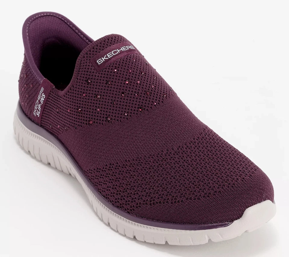 Skechers Slip-ins Virtue Vegan Rhinestone Shoes Plum 8.5/M Used - Image 1 of 1