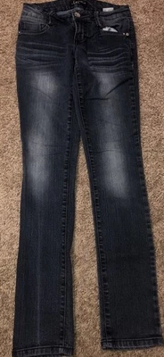 Pantalones de mezclilla ajustados de tiro bajo azul lavado oscuro Y2K L.e.i Ashley talla 1 junior Foto 1 de 4