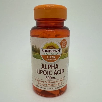 Sundown Alpha Lipoic Acid 600MG Antioxidant Health 60 Caps EXP 04/26 DAMAGED - Image 1 of 4