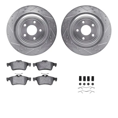 For Jaguar XF 09-15 eLINE Series Drilled & Slotted Rear Brake Kit w Ceramic Pads - Image 1 of 4