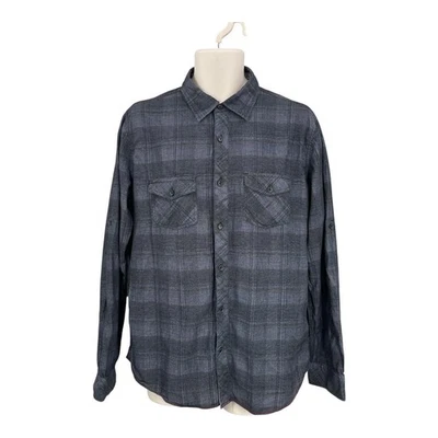 Ocean Current Plaid Shirt Men Western Preppy Roll Tab Gray Button Cotton Size L - Image 1 of 4