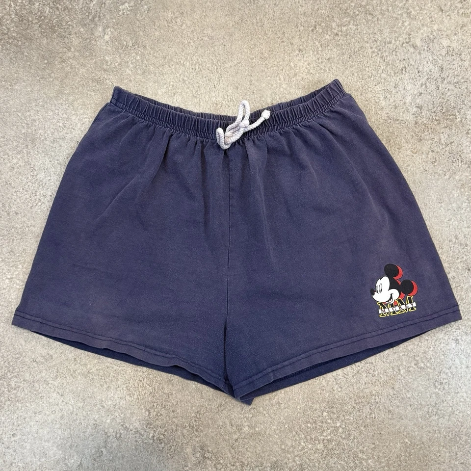 Vintage 90s Mickey Mouse Unlimited Cotton Shorts Large Faded Blue Disney Cartoon - Изображение 1 из 4