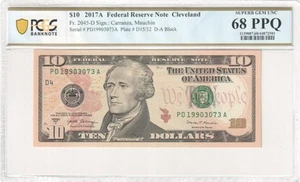 2017A $10 Federal Reserve Note PCGS Superb Gem68 PPQ FR#2045-D - Picture 1 of 2