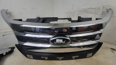 2010-2012 FORD FUSION OEM ХРОМИРОВАННАЯ ПЕРЕДНЯЯ ВЕРХНЯЯ РЕШЕТКА РАДИАТОРА 3 ПЛАНКИ СИНЯЯ ЭМБЛЕМА - Изображение 1 из 4
