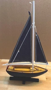 Handcrafted Vintage 10”Wooden Boat Decor Detailed Model - Picture 1 of 9