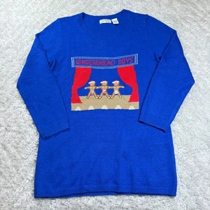 Isabella's Closet Maglione Donna Grande Pan di Zenzero Ragazzi Blu Natale Vacanze - Foto 1 di 9