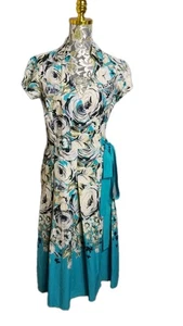 Sussan Ladies Floral Wrap Vintage Style Dress Size 10 EUC - Picture 1 of 7