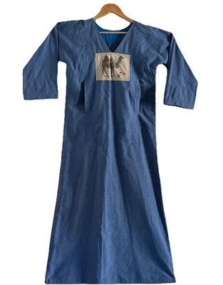 Vintage 1970’s Heavyweight Cotton Tunic Pocket Dress/Gown Camel Pyramids - Image 1 of 4