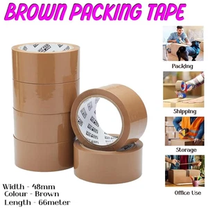12x Cinta de Embalaje Marrón 48mm x 66m Adhesiva Fuerte Paquete Cartón Rollo de Sellado - Imagen 1 de 6