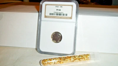 1962 Silver Dime 10C  NGC Holder PR66. Plus one Tube of Gold Fakes. Nice - Image 1 of 4