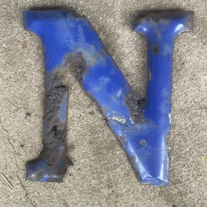 Vintage Porcelain Letter “N” Gulf 10” Gas station SIGN Marquee Blue 1950’s Metal - Picture 1 of 7