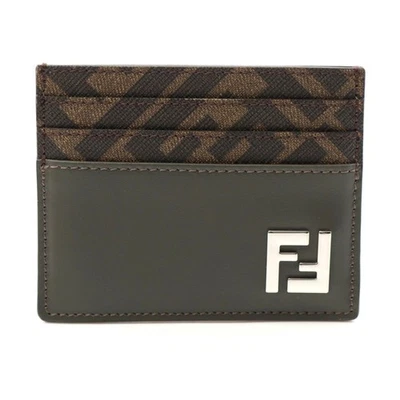 Estuche para Tarjetas Fendi Ff Logo Cuero Pvc Lona Hombres Verde Talla Única Foto 1 de 4