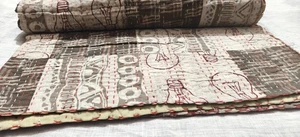 Indisch Grau Kantha Quilt 100% Baumwolle Wende Überwurf Decke Patchwork Decke - Bild 1 von 7
