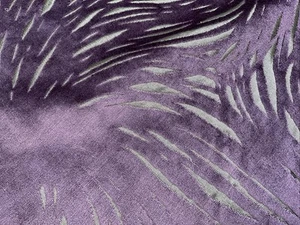 Designer Material Fabric 90” X 55” Purple Velvet With Inset Design - Picture 1 of 9