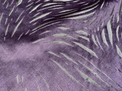 Designer Material Fabric 90” X 55” Purple Velvet With Inset Design - Image 1 of 4