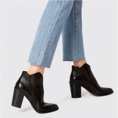 Dolce Vita Botas al Tobillo de Cuero de Oveja Punta Almendra Tacón Bloque Botines Negros para Mujer 9 Foto 1 de 4