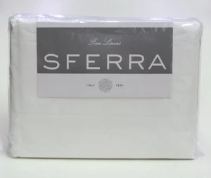 Sferra Leonardo White King Sheet Set Solid 100% Long Staple Cotton Italy - Picture 1 of 7