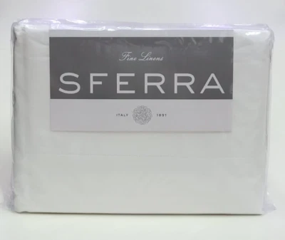 Sferra Leonardo King Sheet Set White 100% Long Staple Cotton Percale Italy - Image 1 of 4