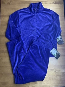 Jane Ashley Woman 2X Purple Velour Velvet Track Suit Zip Hoodie & Pants 90s Y2K - Picture 1 of 24