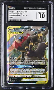 CGC 10 GEM MINT Pokemon Unified Minds Umbreon & Darkrai GX 125/236 - Picture 1 of 2