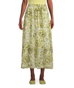MSRP $100 Ann Taylor Factory Cheerful Yellow Floral Tie-Waist Midi Skirt Size 2 - Picture 1 of 1