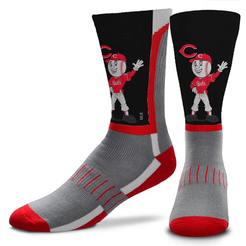 Men's For Bare Feet Cincinnati Reds Mascot Snoop V-Curve Crew Socks Cover