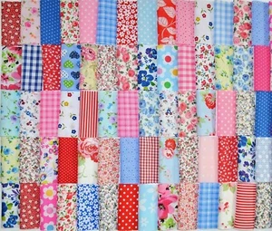 PATCHWORK FABRIC SQUARES BUNDLE POLYCOTTON FLORAL MIX CHOOSE 4" 5" 6" & 10"  - Picture 1 of 3