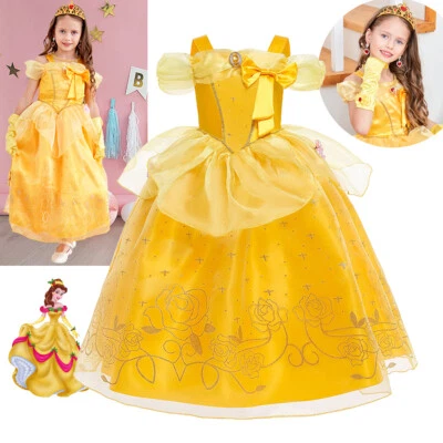 Girls Princess Costume Christmas Book Day Birthday Belle Cosplay Fancy Dress up - Image 1 of 4