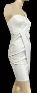 Vestido Corto Lulus Nuevo Con Etiquetas Blanco Asimétrico Avant Garde Movible Lápiz Sin Mangas S - Imagen 1 de 9