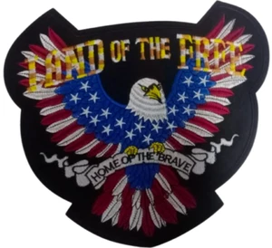 5X Land Of The Free Eagle Biker Racer Embroidered Iron sew on Patches 28 X 25 cm - Picture 1 of 1
