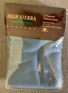 Vintage HIGH SIERRA MERVYNS 2 100% Flannel Pillowcases BRAND NEW Made in USA - Picture 1 of 4