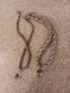 Vintage jute necklaces chockers with glass mushroom charms quantity 2 - Picture 1 of 4