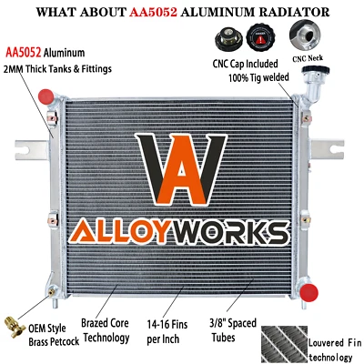 Radiador de aluminio de 3 filas para Jeep Grand Cherokee Commander 2006-2010 3,7 L-6,1 L Foto 1 de 4