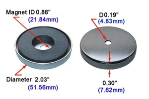 5 pcs of  D2.03" x 0.31" thick Round  Base Cup Magnet (RB-50) - Picture 1 of 1