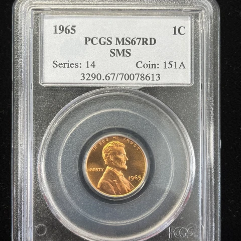 1965 SMS Lincoln- PCGS MS67RD. NICE COIN Cover