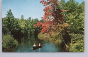 Peaceful Retreat, Canoe, Vintage Plastichrome General Stock Line Chrome Postcard - Picture 1 of 2