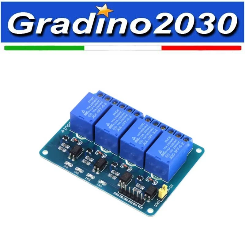 Modulo Relè 4 Canali 5V 10A per Arduino Raspberry Pi Progetti Elettronica - Immagine 1 di 1
