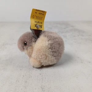 Pompón de conejo de lana Steiff vintage 4 cm 2504,5 botones amarillo etiqueta identificación - Imagen 1 de 7